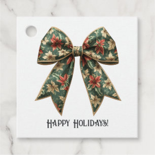 Poinsettia Bow Christmas Holiday Favour Tags