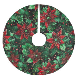 Poinsettia Brightly Coloured Brushed Polyester Tree Skirt