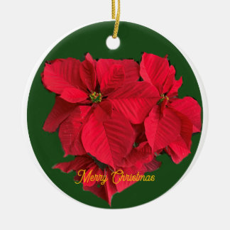 Poinsettia ceramic ornament