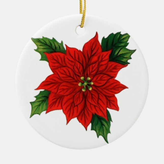 Poinsettia Ceramic Tree Decoration (Front)