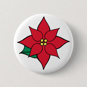 Poinsettia Christmas Button