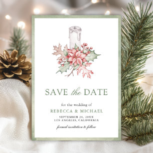 Poinsettia Christmas Candle Photo Wedding Save The Date