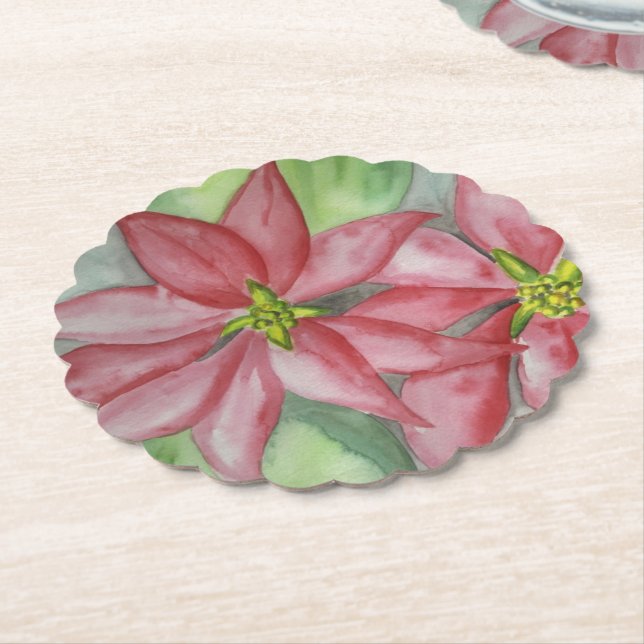 Poinsettia Christmas Coasters (Angled)