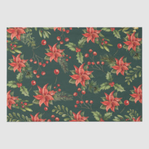 Poinsettia Christmas Floral Botanical Tissue Paper