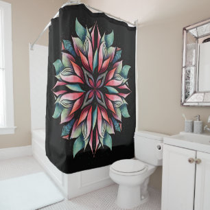 Poinsettia Christmas Floral Elegant Winter Holiday Shower Curtain