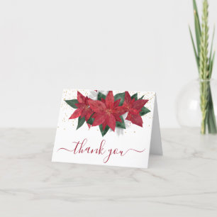 Poinsettia Christmas Floral Thank You Card