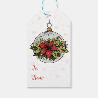 Poinsettia Christmas Flower Ornament Gift Tags