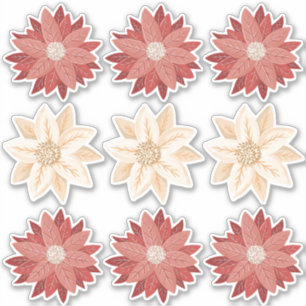 Poinsettia Christmas Holiday Vinyl Stickers