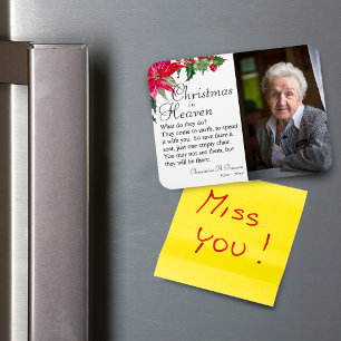 Poinsettia Christmas In Heaven Memorial Photo Magnet
