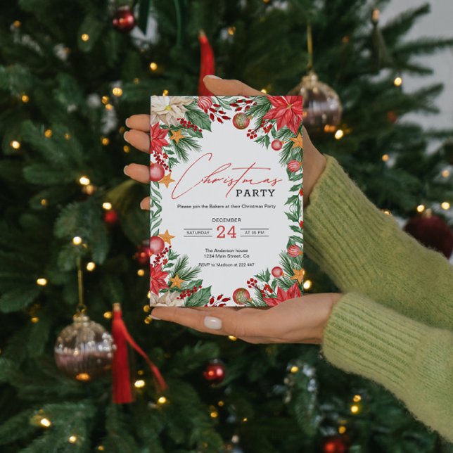 Poinsettia Christmas   Invitation (Creator Uploaded)