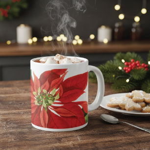 Poinsettia Christmas Large Coffee Mug