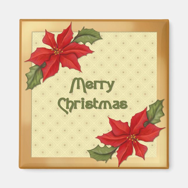 Poinsettia Christmas Magnet (Front)