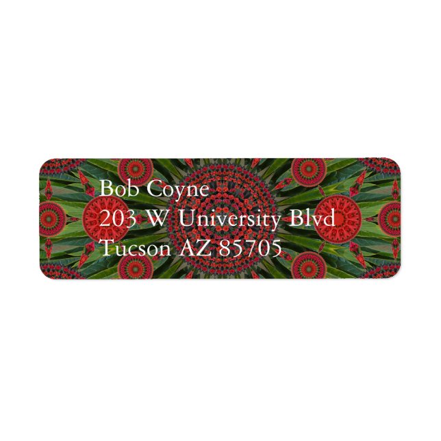 Poinsettia Christmas Mandala Array Mailing Label (Front)