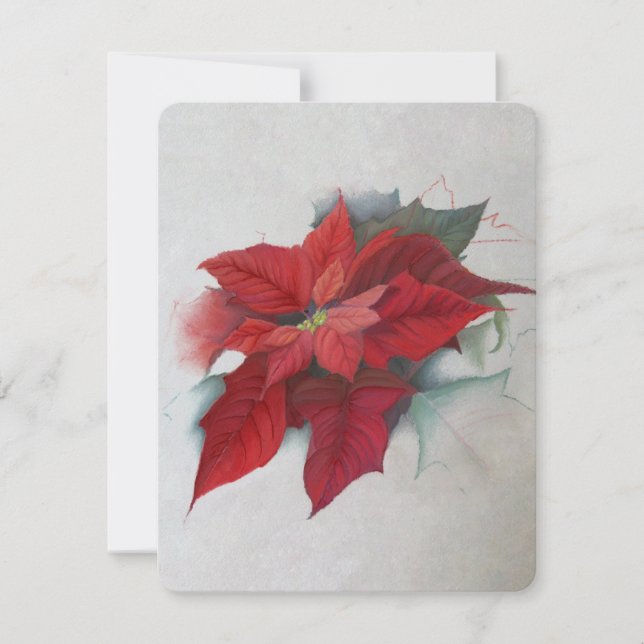 Poinsettia Christmas Oil Painting Invitation (Front)