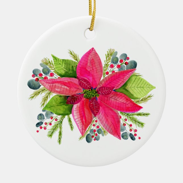 Poinsettia Christmas Ornament  (Front)