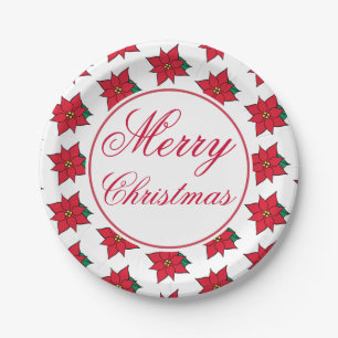 Poinsettia Christmas Paper Plates