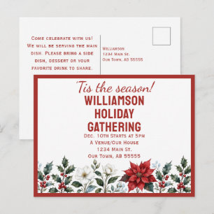Poinsettia Christmas Party Invitation