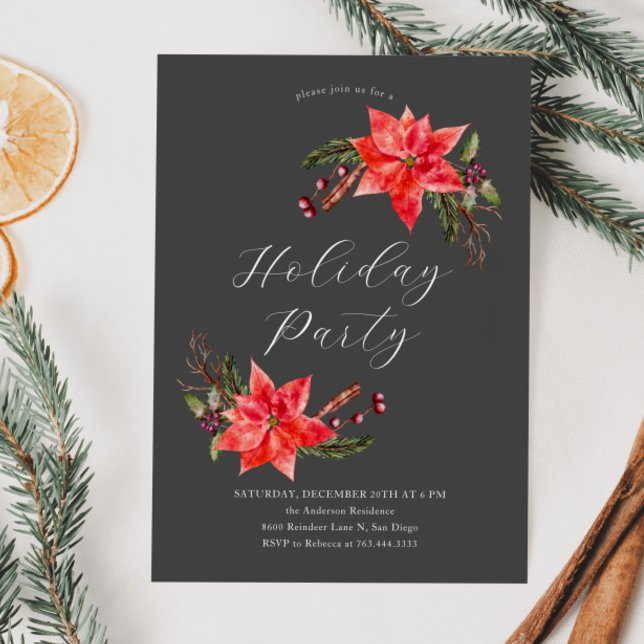 Poinsettia Christmas Party Invitation (Creator Uploaded)