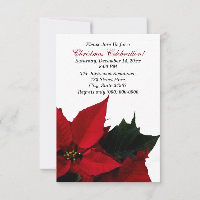 Poinsettia Christmas Party Invitations (Front)