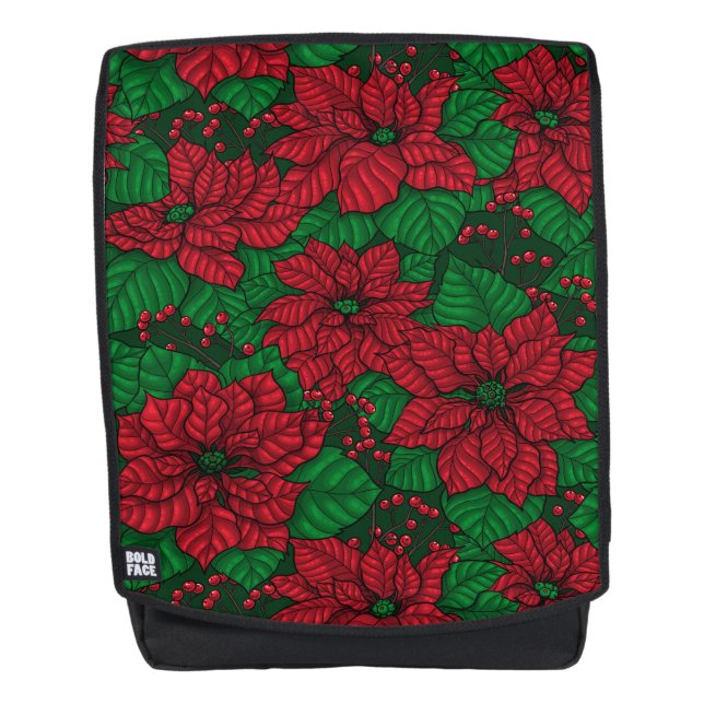 Poinsettia, Christmas pattern Backpack (Front)