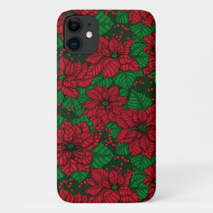 Poinsettia, Christmas pattern Case-Mate iPhone Case