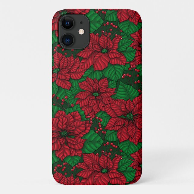 Poinsettia, Christmas pattern Case-Mate iPhone Case (Back)