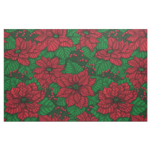 Poinsettia, Christmas pattern Fabric