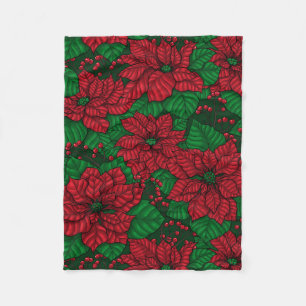 Poinsettia, Christmas pattern Fleece Blanket