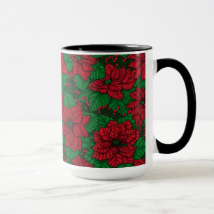 Poinsettia, Christmas pattern Mug