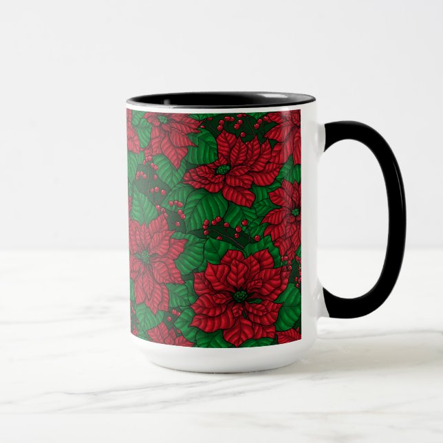 Poinsettia, Christmas pattern Mug (Right)