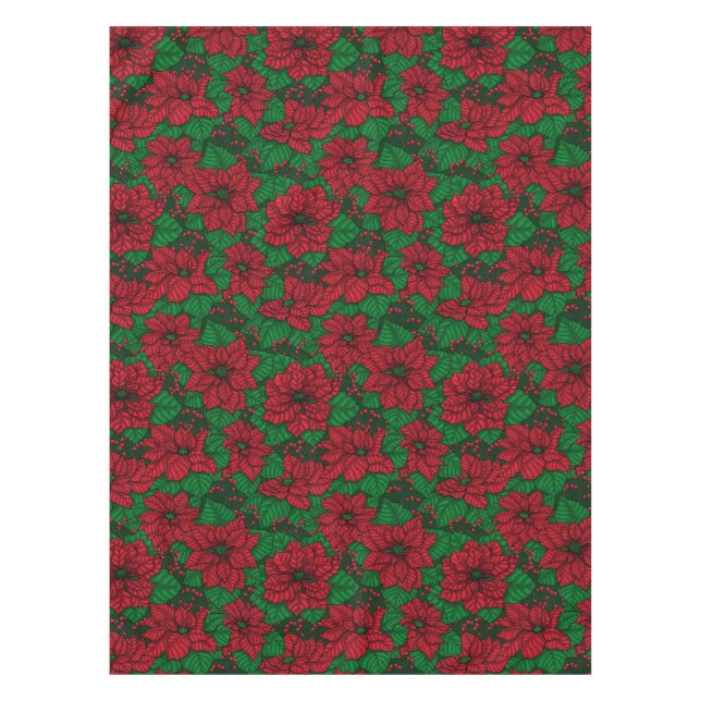 Poinsettia, Christmas pattern Tablecloth (Front)