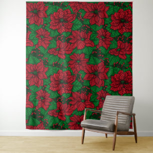 Poinsettia, Christmas pattern Tapestry
