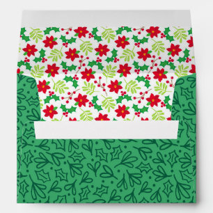Poinsettia Christmas Personalise Return Address Envelope