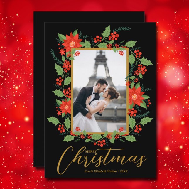Poinsettia Christmas Photo Holiday Card (Creator Uploaded)