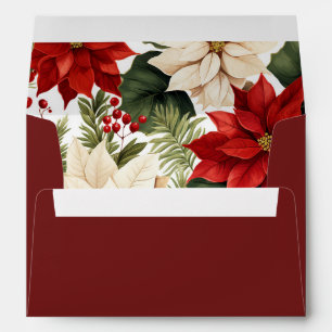 Poinsettia Christmas Return Address Envelope
