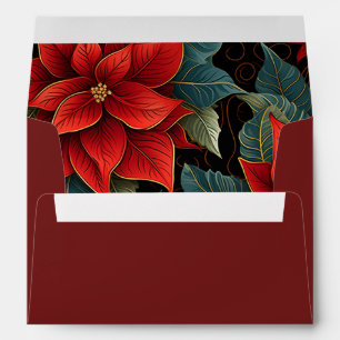 Poinsettia Christmas Return Address Envelope