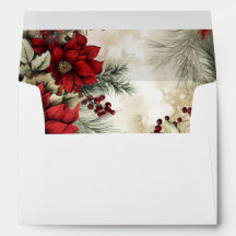 Poinsettia Christmas Return Address