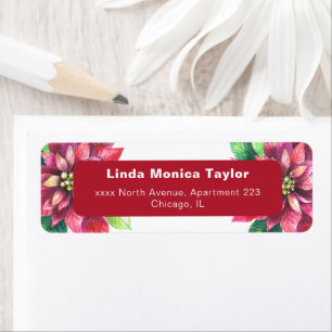 Poinsettia Christmas Return Address Label