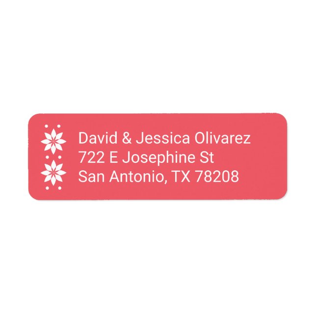 Poinsettia Christmas Return Address Label (Front)