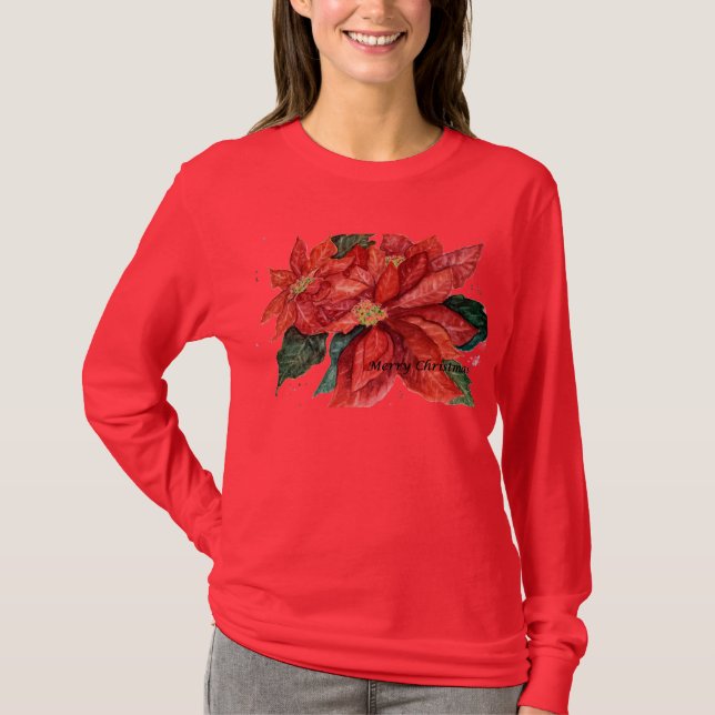 Poinsettia Christmas Shirt (Front)