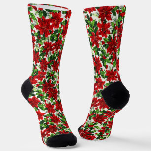 Poinsettia Christmas Socks