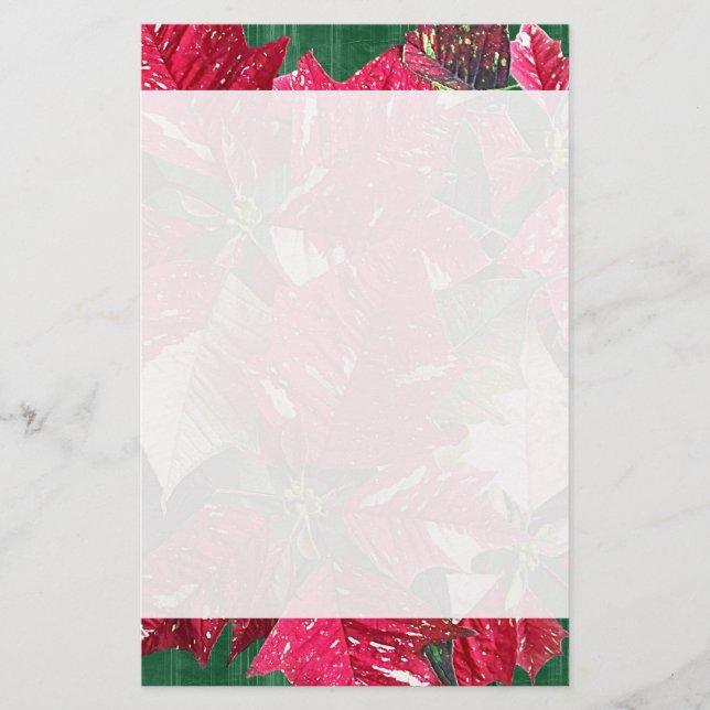 Poinsettia Christmas Stationery (Front)