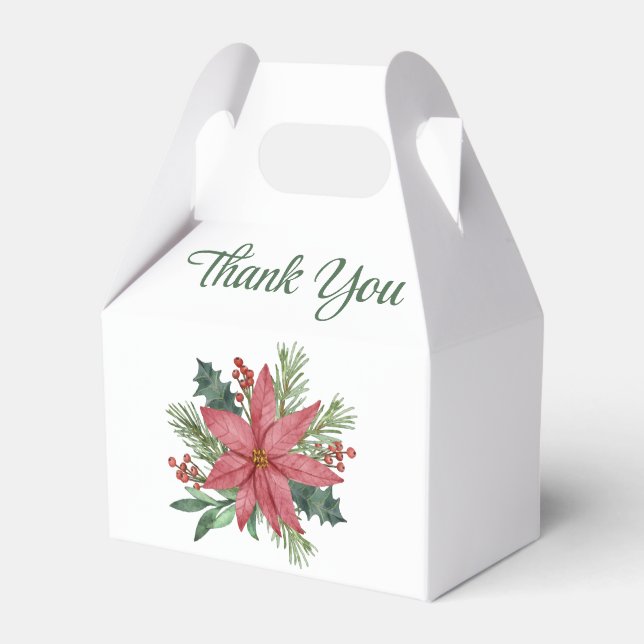 Poinsettia Christmas Thank You Wedding Party Favour Box (Back Side)