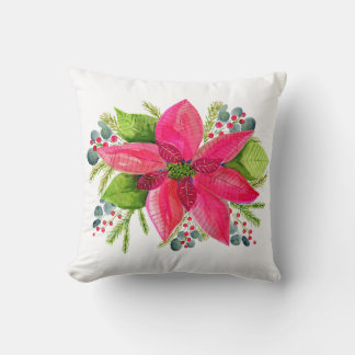Poinsettia Christmas Throw Pillow