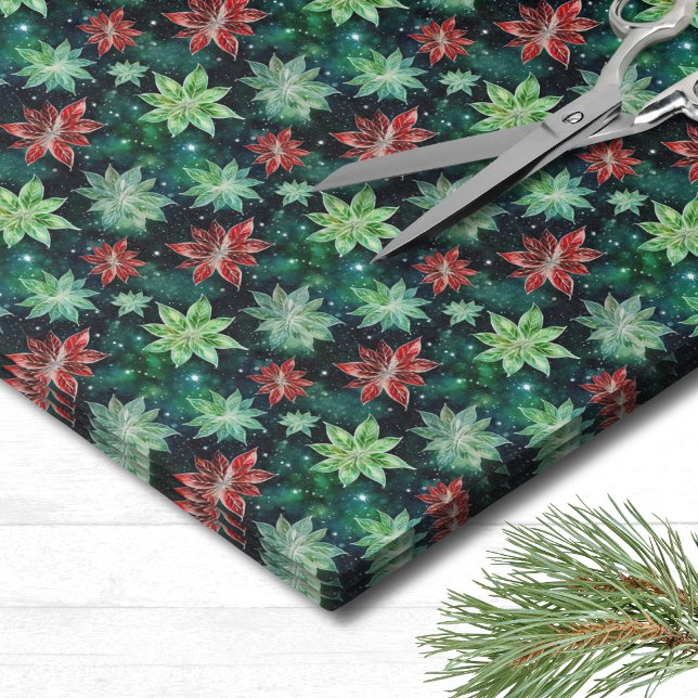Poinsettia Christmas Tissue Paper (Classic Holiday Pattern Christmas Tissue Paper)