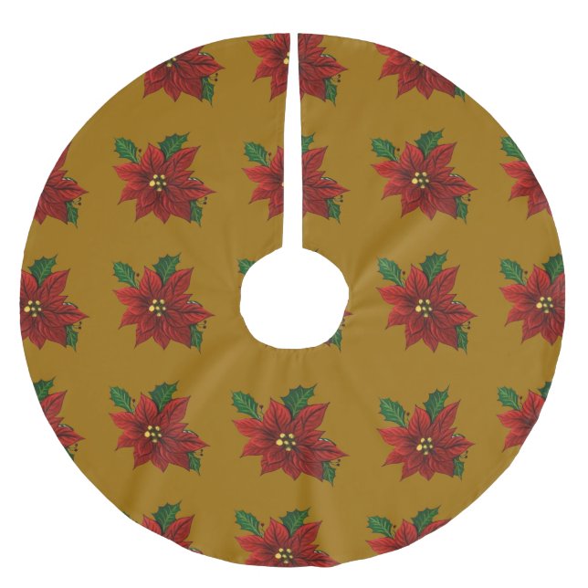Poinsettia Christmas Tree Skirt (Front)