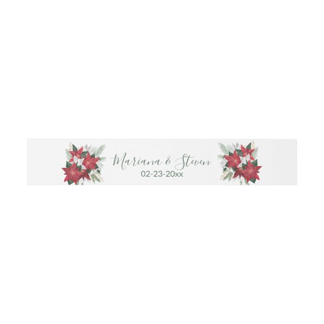 Poinsettia Christmas Wedding Invitation Belly Band (Flat)