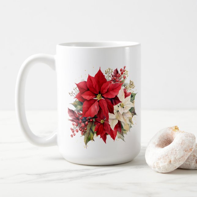Poinsettia Coffee Mug (With Donut)
