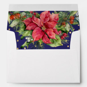 Poinsettia Confetti Christmas Return Address Envelope