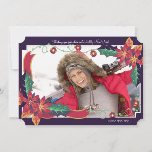 Poinsettia Corners Holiday Photo Card